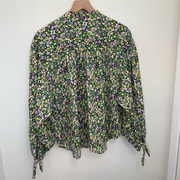 Anthropologie Maeve Ashleigh Puff-Sleeved Button Down Floral Top Blouse Large - Picture 7 of 12